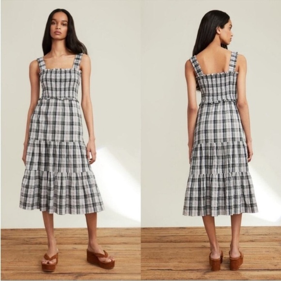 Veronica Beard Ziada Plaid Sleeveless Midi Dress size 12 - Picture 1 of 12